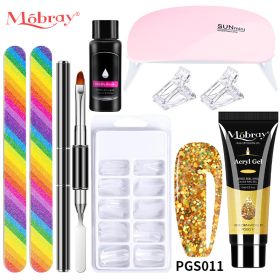 Nail Set Polish Products Set Manicure Cuticle Pusher Tips Finger Extend Mold Glue Poly Nail Accessories Art Brush Tool Kit - M-ZH19-23