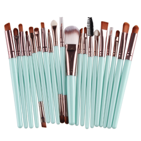 20Pcs Makeup Brushes Set Professional Plastic Handle Soft Synthetic Hair Powder Foundation Eyeshadow Make Up Brushes Cosmetics - GreenGold