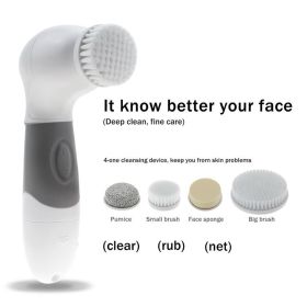 1set Face wash instrument cleansing silicone household silicone ultrasonic vibration massage electric female face wash artifact to clean pores - Grey