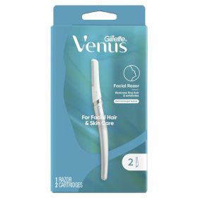 Gillette Venus Female Facial Razor, Exfoliating Dermaplaning Tool for Face, 2 Blade Refills, White - Gillette