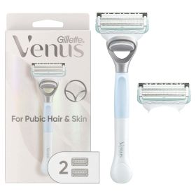 Gillette Venus for Pubic Hair and Skin, Women's Razor Handle and 2 Blade Refills - Gillette