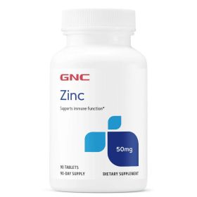 GNC Zinc 50 mg, 90 Tablets, Immune Health Support, Gluten Free Dietary Supplement - GNC