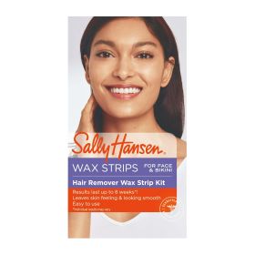 Sally Hansen Hair Remover Wax for Face, Body, and Bikini, Pack of 34 Wax Strips, Salon Quality Results - Sally Hansen