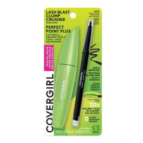 COVERGIRL Lash Blast Clump Crusher Mascara + Perfect Point Plus Eyeliner Pencil Value Pack, 800 Very Black + Black Onyx - COVERGIRL