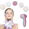 5 In 1 Deep Clean Electric Facial Cleaner Face Skin Care Brush Massager - Pink